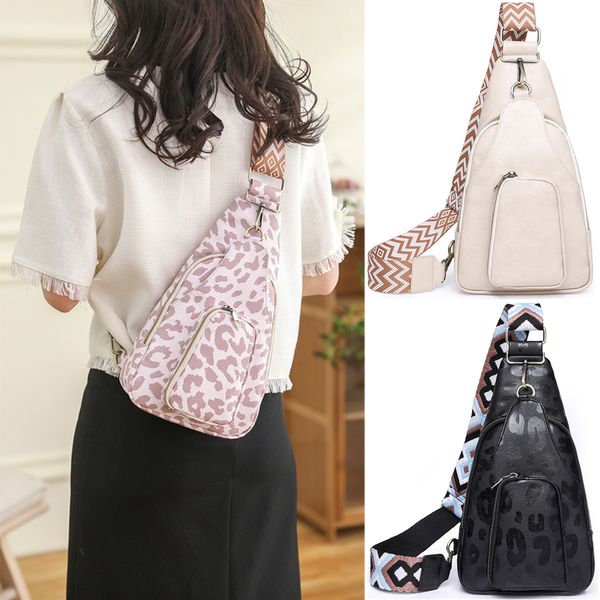 Sacs de taille Vintage Leopard PU Cuir Sling Femmes Mode Polyvalent Sangle de Guitare Fanny Packs Dames Casual Street Bandoulière Poitrine Sac 230823