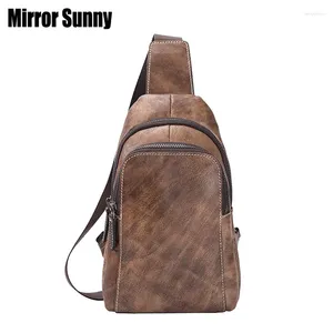 Sacs de taille Vintage Vintage Vint en cuir véritable cuir de vache de vache d'élingue Chérie arrière Day Pack Travel Fashion Cross Body Messenger Sac à bandoulière High Quality