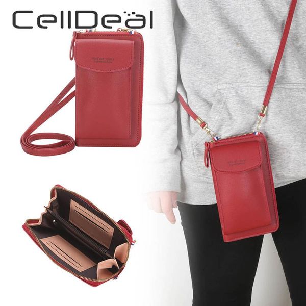 Riñoneras, cartera, bolso de mano de cuero, tarjetero multifuncional para mujer, monedero portátil con cremallera para teléfono inteligente, bolso diagonal de hombro a la moda