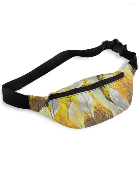 Sacs de taille aquarelle peinture à l'huile feuilles d'automne pour femmes homme voyage épaule bandoulière poitrine imperméable Fanny Pack