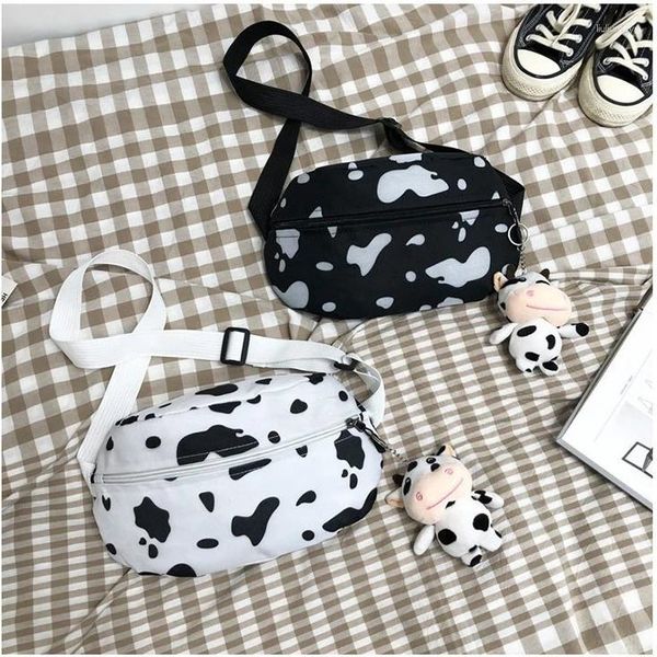 Sacs de taille femme sac de poitrine corée INS vache toile petit messager japonais Harajuku Style fille sauvage mignon étudiant femme poches