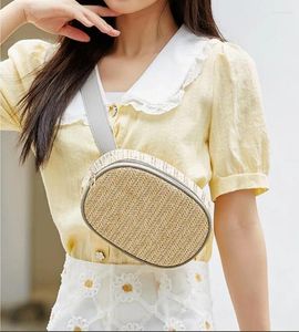 Sacs de taille Femme Sac Contraste tissé Small Round Round Casual Fashion Phone Messager Messenger Bounter Handsbag Coffre