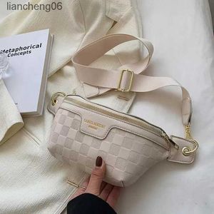 Taillezakken Vrouwenontwerpers Elegante plaid pu leer nieuwe taille tassen voor dames taille pakketten stijlvolle heuptasje brede riem crossbody borsttas g227213F c240413