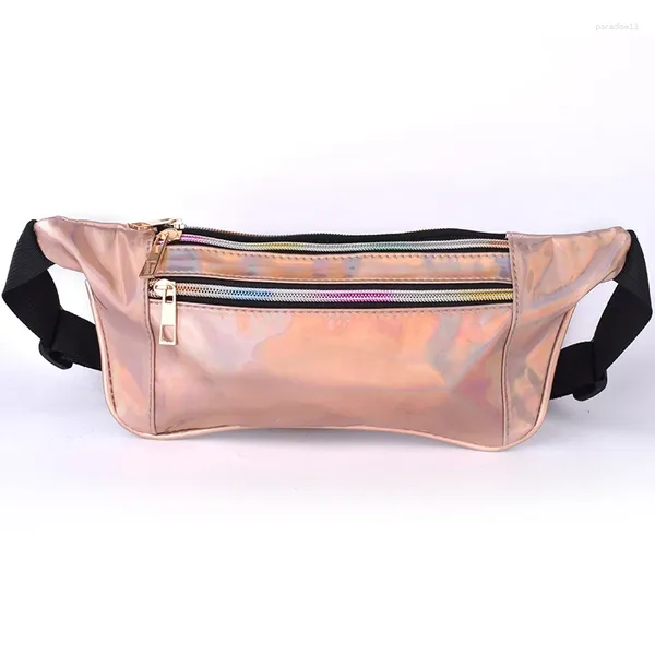 Bolsas de cintura Mujeres Láser Color brillante Bolsa Pecho al aire libre Playa Fanny Pack Viaje Monedero Cinturón Punk Bolsa reflectante