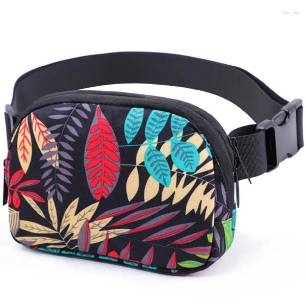 Bolsas de cintura Mujeres Imprimir Bolsa de hoja Teléfono Casual Hombro Crossbody Pecho E74B