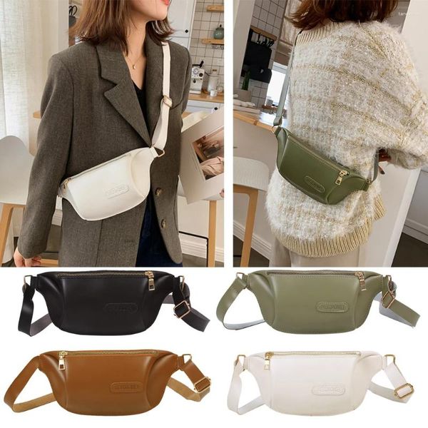 Bolsas de cintura Mujeres Color puro PU Cuero Messenger Bag Moda Damas Pequeño Pecho