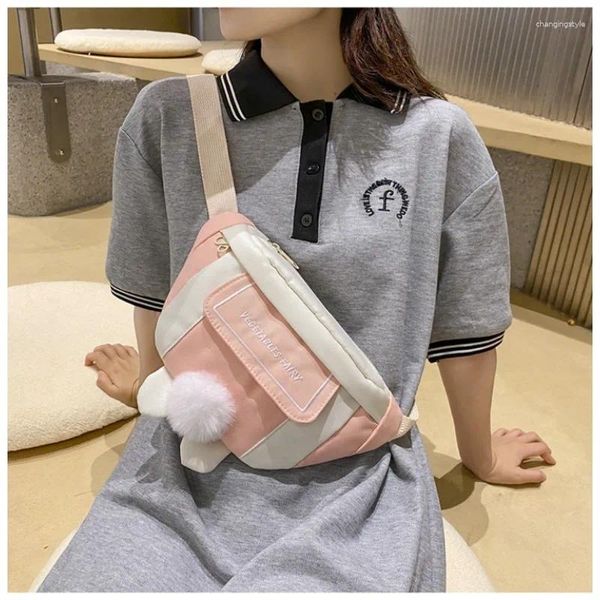 Bolsos de cintura para mujer, bolso cruzado de lona con hombro y pecho para adolescentes y niñas, bolsos de moda de tela coreana para estudiantes, bolsos de viaje para teléfono 2024