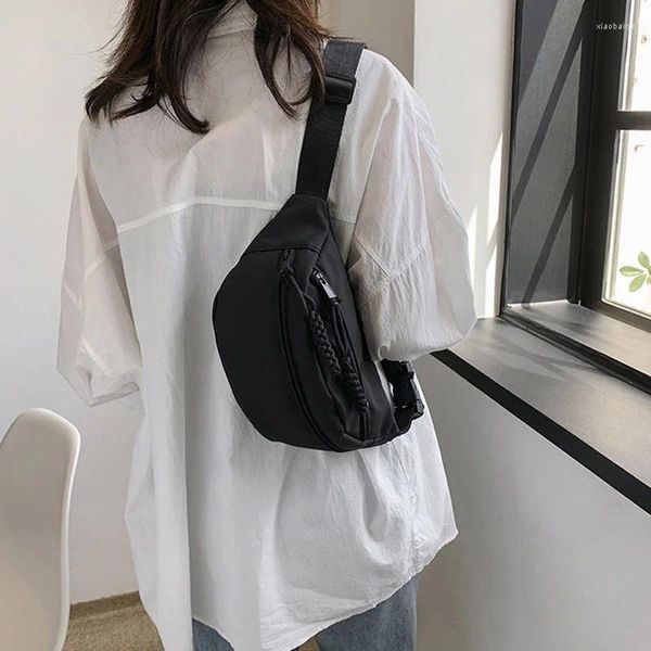 Bolsas de cintura Mujeres Sling Pack Canvas Moda Running Bag Simple Casual Color Sólido Cinturón impermeable