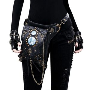 Sacs de taille YourSeason unisexe Steampunk chaîne Rivet Pack multifonctionnel en cuir PU femme épaule 2022 Moto Biker ceinture Bag210b