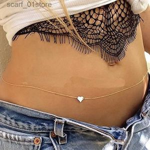 Ceintures de la chaîne de taille 1pcs femmes filles chaîne de taille fashion coeur simple elle décor la chaîne de bikini de la chaîne du ventre pour les bijoux de plage d'été accessoires231221