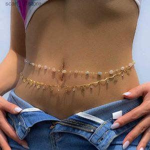 Ceintures de la chaîne de taille 2pcs / set Butterfly Pendant Chaîne de taille pour femmes Simple Natural Stone Belly Chain Bikini Bo Chain Summer Beach Vacation Bijoul231221