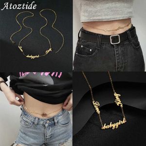 Ceintures de chaîne de taille atoztide noms de ltiple personnalisés lettre en acier inoxydable chaîne de taille personnalisée simple sexy bo chain pour femmes Noël donl231221