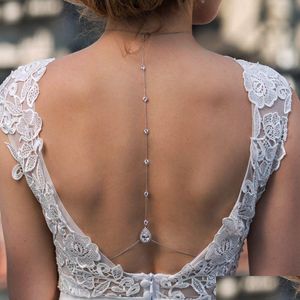 Ceintures de chaîne de taille Bijoux de dos en cristal élégants adaptés aux mariées féminines strass dos nu chaînes de corps abdominales et colliers Acc Dh5Gy