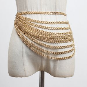 Taille chaîne ceintures mode chaîne en or ceinture femme taille gland punk métal ceintures pour femmes haute qualité réglable Goth ceinture robe accessoire 230419
