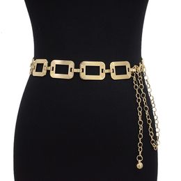 Cinturones de cadena de cintura Moda Dama Oro Hebilla cuadrada Cintura de metal Vestido de cadena Abrigo Suéter Traje Cinturones de decoración para mujeres Diseñador de lujo Marca 230419