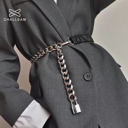 Cinturones de cadena de cintura Cinturón de cadena de metal elástico de moda damas plateadas elásticas cerradura cadenas de metal fajas largas vestido cinturón ceinture femme 308 230419