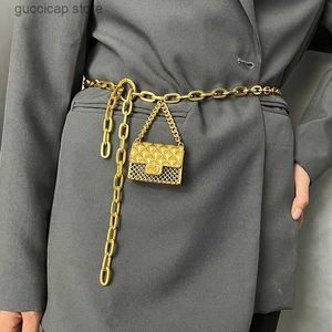 Chaînes de la chaîne de taille chaîne en or pour femmes à la mode avec plaque d'oreille de luxe de haute qualité Small Bag Metal Strap A réglable STRAP LONG STRAP MINI BAG Y240329