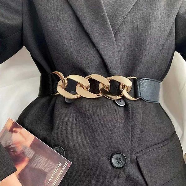Cinturones de la cintura Cadena de oro Cinturón de metal elástico Cinturón para mujeres Elásticos Cummerbunds Caza para mujer Ketting Riem Cinturón Q240523