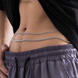 Ceintures de chaîne de taille Hiphop rétro couleur argent chaîne de ventre pour hommes unisexe Steampunk Rock fer métal lien Jeans décontractés Bo bijoux accessoiresL231216