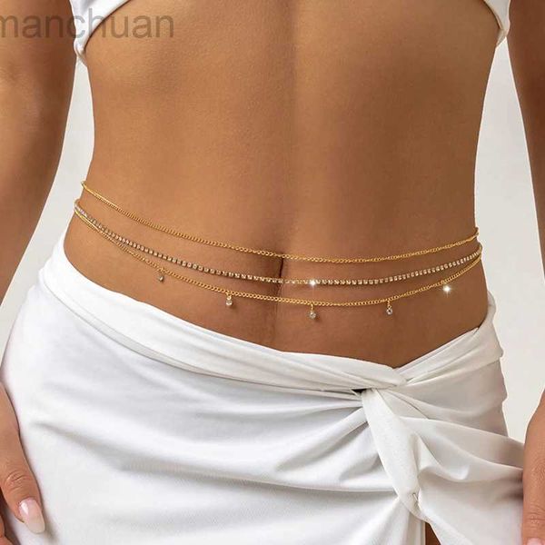 Ceintures de la taille des ceintures Ingemark 3pcs / Set Boho Rhingestone Taist Belly Belly Chain pour les femmes Summer Bikini Sexy Body Jewelry Festival Y2K ACCESSOIRES D240430