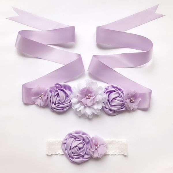 Cinturones de cadena para la cintura Niños Flores hechas a mano Vestidos para niñas de flores y pieza para el cabello Cristales para bebés Vestido de primera comunión Sash 230224