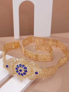 Ceintures de chaîne de taille Maroc Caftan Chaîne de bijoux de mariage Brides Gold Rignestone Chaîne de carrosserie Trkiye ceinture de mariage arabe Q240523