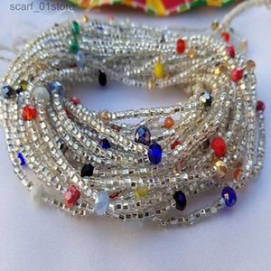 Ceintures de chaîne de taille Nouvelle arrivée 2 pièces Set African Belly Chain Waist Beads Bohemian Style 2020 Ladies Fashion Crystal Waist Chainl231221