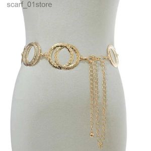 Ceintures de chaîne de taille Nouvelle chaîne de chaîne dorée à double anneau unique Fashion Round métal ceintures argentées jeans robes à la gamme 2022L231221