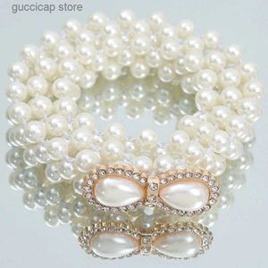 Ceintures de chaîne de taille ceinture de perles femmes à la mode perlée ceinture de corde élastique strass ceinture mince chaude Y240329