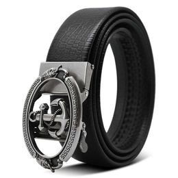 Taille -kettingbanden plus groot formaat 130 140 150 160 170cm Anchor Design Fishing Automatische gesp gordels voor mannen riem lederen taille riemen voor jeans y240422