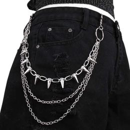 Taille kettingbanden Punk Rivet Tassel sleutelhanger jeans decoratieve broek keten dames veiligheid portemonnee zware ketting lus lus riem sieraden Q240523