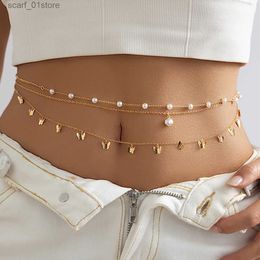 Taille -ketengordels Salircon Boheemian Lti Gelaagde metalen taille Keten Fashion Butterfly Belly Chain Sexy Beach Bikini Summer Bo Jewelryl231221