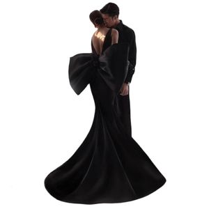 Taille -ketengordels Scheiden Black Big Satin Bow Prom -jurk Knots Verwijderbare bruid Avondjurken 230224