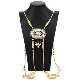 Taille kettingbanden zonnepicems 18k gouden kleur algerije schouderketen body back keten Arabisch Marokko bruid bruid sieraden vrouwen borst decoratie 230306