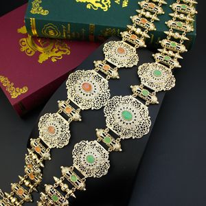 Sunspicems Chic chaîne de taille en métal maroc ceinture mariée corps chaîne couleur or Orange femmes Caftan Abaya ceinture arabe bijoux de mariage 230907