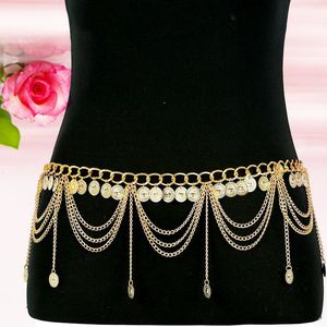 Taille ketting riemen vintage hanger lange tassel sling buikketen dames zigeuner metaal gravure munt hanger riem ketting lichaam accessoires sieraden 230506