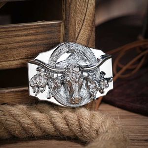 Ceintures de chaîne de taille boucle de ceinture ouest initiale vintage-cowboy rodéo argent grand crâne ceinture boucle pour hommes femmes y240422