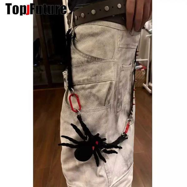 Ceintures de chaîne de taille y2k filles gothiques femmes vapeur punk metal fait hip hop punk harajuku araignée starter keychain mode jeans accessoires Q240523