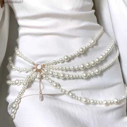 Taille -kettingbanden Y2K Sieraden Multi -laag Pearl Waistchain Dames Fashion Retro Role Play Body Accessories Sexy Party Accessories Giftl2404