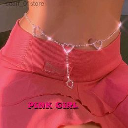 Ceintures de la taille de la taille y2k bijoux coeur brillant chaîne de taille pour femmes metal 90s esthétique cool accessoires bo charits de charmes new 2021l231221