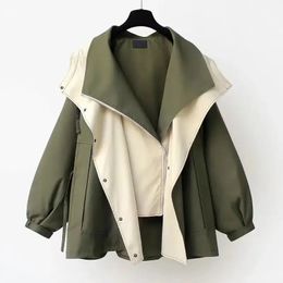 Taille Collection coupe-vent mi-long Version coréenne femmes printemps et automne manteau décontracté 240226