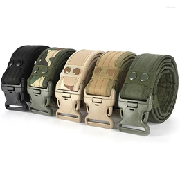 Taille Ondersteuning 1PCS 130cm Leger Stijl Dikker Combat Riemen Quick Release Tactische Riem Mode Mannen Canvas Tailleband Outdoor jacht