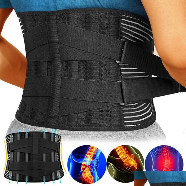 Soporte de cintura Buesta transpirable Cinturón lumbar antideslizante con malla de 16 hoyos para alivio de dolor más bajo Drop Sports Deportes Outo Otrdl