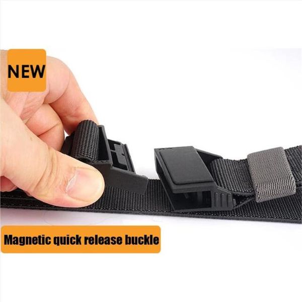 Cinturón elástico Unisex de moda con soporte de cintura, hebilla magnética de resina ABS para deportes de trabajo al aire libre, fibra elástica resistente militar táctica