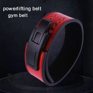 Waist Support Fitness Strong Belt Squat Training Hard Pull Cowhide Powerlifting Lever Buckle Weightlifting Strength Protector 231204