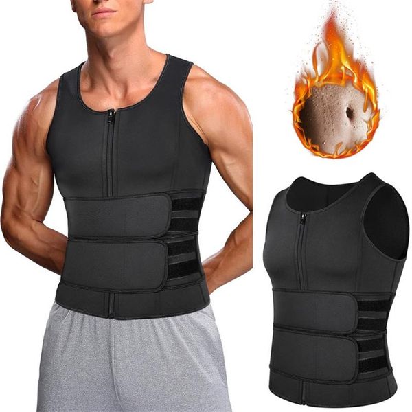 Soutien de taille hommes corps Shaper formateur gilet grande taille Shapewear ventre contrôle sangle minceur ceinture Sauna costume perte de poids chemise graisse 188P