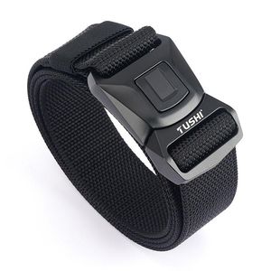 Waist Support Men Jeans Belt Alloy Pluggable Buckle Quick Release Real Nylon Durable Thick Tactical Designer Belts 125cm Adjustable Straps