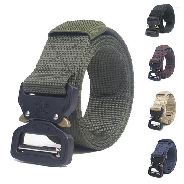 Soporte de cintura militar ajustable para hombres cinturón táctico equipo de nailon resistente con accesorios de caza de Metal 125cm