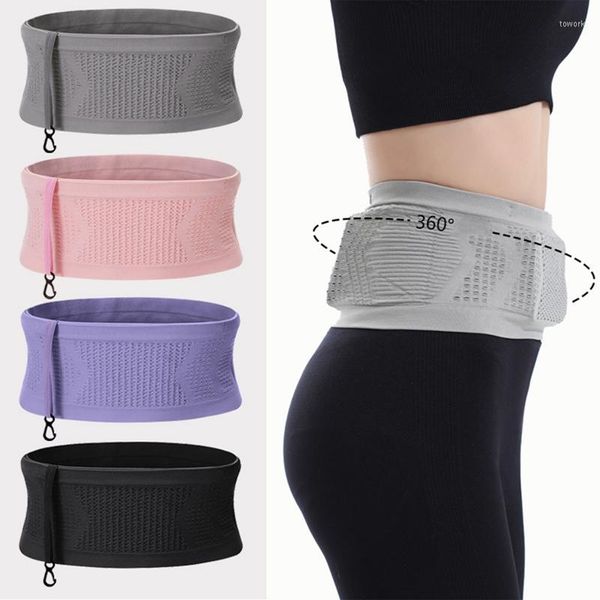 Soutien de la taille ceinture de course mince argent Fanny Pack pour support d'exercice téléphone portable et clés réglables