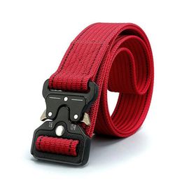 Soutien de la taille tactique en nylon ceinture armée militaire boucle en métal hommes en plein air robuste chasse formation accessoires sangle rouge orange bleu